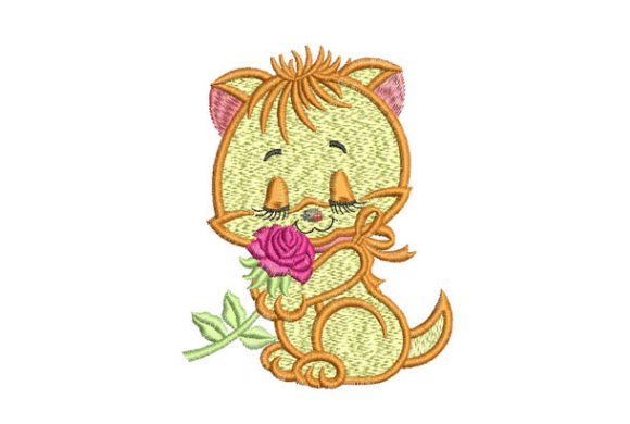 Cat in Love Embroidery Design