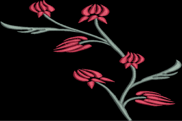 Rose Branch Embroidery Design
