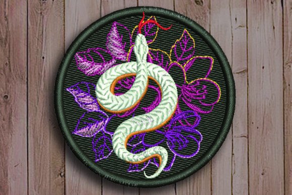 White Snake Embroidery Design