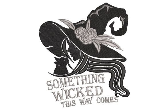 Witch with Cat Embroidery